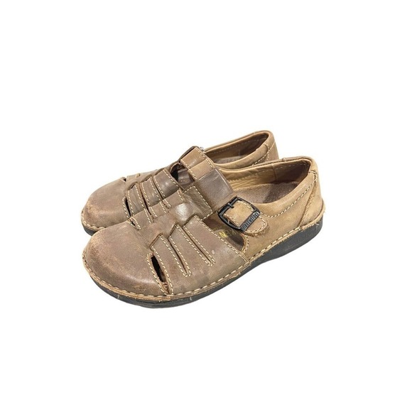 BIRKENSTOCK Womens 5 Madeira Fisherman Brown Suede Closed Toe Buckle Sandals - Picture 1 of 7